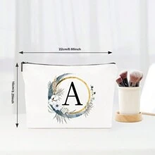 Nécessaire Personalizado com Coroa de Flores Boêmia e Monograma, Bolsa de Presente Personalizada, Necessaire de Cosméticos Fofo, Adequado para Casamento, Aniversário, Festival, Presente Ideal para Mulheres, Mães, Professoras, Amigas, Damas de Honra, Necessaire Escolar, Suprimentos Escolares, Organizador de Cosméticos, Itens de Quarto, Bolsas de Maquiagem, Organizador de Maquiagem, Armazenamento de Maquiagem, Nécessaire de Maquiagem