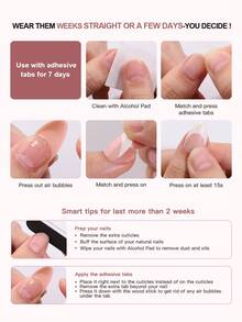 32pcs/Set Diamond Accent Ombre Pink Coffin Shaped Press-On Nails - Durable & Reusable Simple Design Acrylic False Nails, Includes 2pcs Nail Glue And 1pc Nail File, For Women & Girls, Daily Life And Party Use - Multicolor - View 6