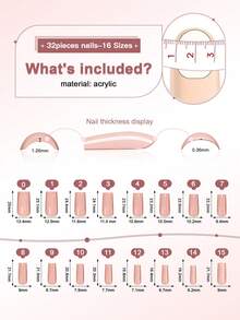 32pcs/Set Diamond Accent Ombre Pink Coffin Shaped Press-On Nails - Durable & Reusable Simple Design Acrylic False Nails, Includes 2pcs Nail Glue And 1pc Nail File, For Women & Girls, Daily Life And Party Use - Multicolor - View 8