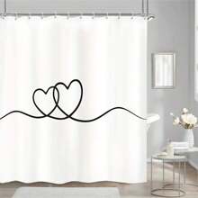 1 tấm vách ngăn phòng tắm màu trắng họa tiết trái tim tối giản trang nhã - Chống thấm nước, chống nấm mốc và dễ dàng lắp đặt với 12 móc - Hoàn hảo cho trang trí và sắp xếp phòng tắm. - trắng - Xem 2