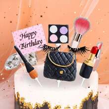 ROARING GOOD TIME RGT 10 PCs Makeup Cake Decorations Spa Birthday Cake Topper Spa Party Supplies Salon Birthday Decoration,Christmas - Multicolor - View 4