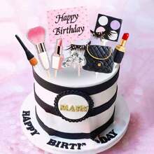 ROARING GOOD TIME RGT 10 PCs Makeup Cake Decorations Spa Birthday Cake Topper Spa Party Supplies Salon Birthday Decoration,Christmas - Multicolor - View 6