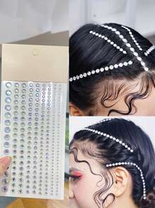 闪亮水钻和珍珠发饰头带，派对、拉丁音乐节的多功能 DIY（随机纸卡底座） - 彩色 - 查看 2