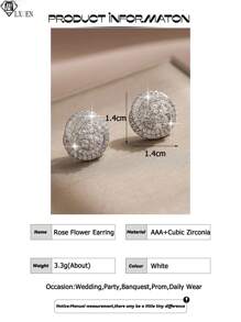 1 Paar romantische Rose Blumen Cubic Zirconia Ohrstecker für Frauen zu Verlobung, Hochzeit, Party, Modeschmuck Ohrring als Valentinstag-, Mutter-, Muttertags-Geschenk