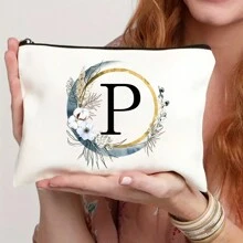 Nécessaire Personalizado com Coroa de Flores Boêmia e Monograma, Bolsa de Presente Personalizada, Necessaire de Cosméticos Fofo, Adequado para Casamento, Aniversário, Festival, Presente Ideal para Mulheres, Mães, Professoras, Amigas, Damas de Honra, Necessaire Escolar, Suprimentos Escolares, Organizador de Cosméticos, Itens de Quarto, Bolsas de Maquiagem, Organizador de Maquiagem, Armazenamento de Maquiagem, Nécessaire de Maquiagem