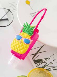 1/2 Peças Garrafa Portátil de Álcool em Gel 30ml da Série de Frutas em Desenho, Garrafa de Plástico Transparente com Manga de Silicone, Garrafas de Viagem com Tampa de Torção e Pressão, Recipiente de Plástico Transparente com Mosquetão, Garrafa Recarregável de Álcool em Gel à Prova de Vazamento, Portátil, Adequado para Negócios, Viagens, Escritório