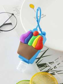 1/2 Peças Garrafa Portátil de Álcool em Gel 30ml da Série de Frutas em Desenho, Garrafa de Plástico Transparente com Manga de Silicone, Garrafas de Viagem com Tampa de Torção e Pressão, Recipiente de Plástico Transparente com Mosquetão, Garrafa Recarregável de Álcool em Gel à Prova de Vazamento, Portátil, Adequado para Negócios, Viagens, Escritório