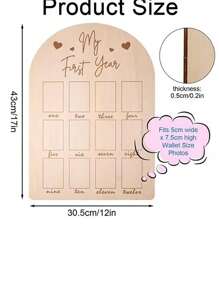 Marco de fotos de madera para decoración colgante con álbum de hitos del primer año del bebé recién nacido, regalo para baby shower, Pascua, niñas/niños - Beis - Ver 9