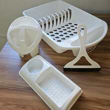 Sink Kit Dish Drainer + Soap Detergent Holder + Sink Wheel + Cutlery Holder 4 Pieces - 白色 - 查看 2