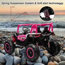 Ride On UTV Cars 2 Seater,24V 4WD Off-Road Electric Vehicles,Off-Road UTV Truck Ride On Toy With Remote Control For Kids 3+,Metal Frame,EVA Wheels,LED,Spring Suspension (Ship In 2 Boxes)