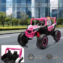 Ride On UTV Cars 2 Seater,24V 4WD Off-Road Electric Vehicles,Off-Road UTV Truck Ride On Toy With Remote Control For Kids 3+,Metal Frame,EVA Wheels,LED,Spring Suspension (Ship In 2 Boxes)