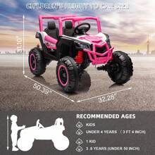 Ride On UTV Cars 2 Seater,24V 4WD Off-Road Electric Vehicles,Off-Road UTV Truck Ride On Toy With Remote Control For Kids 3+,Metal Frame,EVA Wheels,LED,Spring Suspension (Ship In 2 Boxes)
