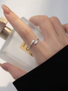 1pc S925 Sterling Silver Waterdrop Design Open Ring, Unisex Hand Accessory.