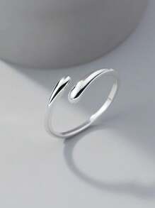 1pc S925 Sterling Silver Waterdrop Design Open Ring, Unisex Hand Accessory.