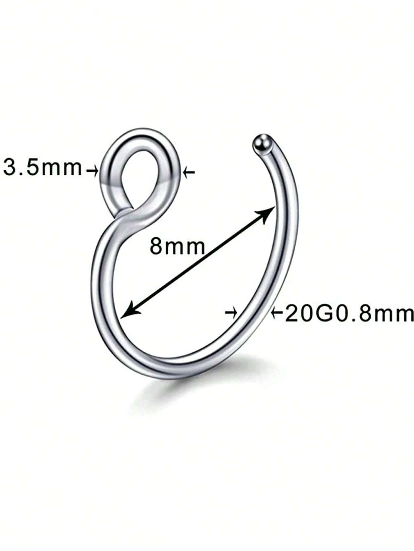 New Type C Nose Ring Nose Clip Ring AntiAllergic Stainless Steel
