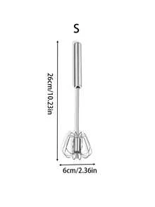 1 st äggvisp i rostfritt stål, äggvisp, handskjutbar roterande vispmixer, halvautomatisk visp i rostfritt stål, mångsidig mjölkskummare, handpressad mixerrörare för blandning, vispning, vispning, omrörning, perfekt för att vispa ägg och grädde, röra smör och chokladpulver , Lätt att göra kakor, bröd, snacks och desserter, samt att blanda små satser av såser och dressingar, multifunktionellt köksredskap, present till familjen, mamma eller bakentusiaster - Silver - Visa 13