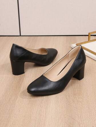 专业面试高跟鞋、正式礼仪鞋、粗跟中跟高跟鞋、时尚百搭低帮鞋、空姐工作鞋、女士黑色皮鞋、透气软底、长时间工作舒适