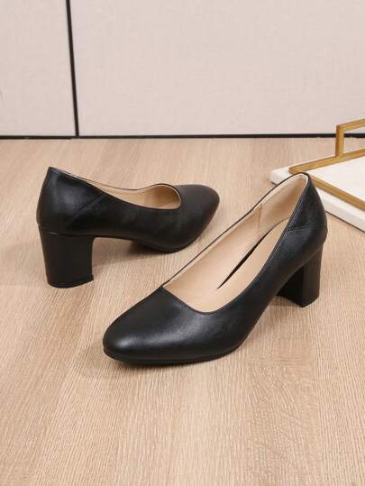 专业面试高跟鞋、正式礼仪鞋、粗跟中跟高跟鞋、时尚百搭低帮鞋、空姐工作鞋、女士黑色皮鞋、透气软底、长时间工作舒适
