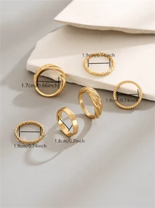 6 Unidades / Conjunto Conjunto De Anéis De Design Em Espiral Des Da Moda Europeia E Americana