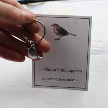1pc/2pcs Vintage Robin Key Chain - "When A Robin Appears, A Loved One Is Near", Memorial Gift, Valentine's Day, Autumn Bag Accessories Lanyards With Id Holder Car Accessories Bag Charms - Silver - View 14