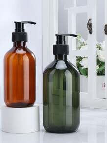 1 个大容量 300ml/500ml 泵式分配瓶，琥珀色透明 PET 塑料，适用于洗发水、沐浴露、乳液、家庭、酒店、旅行使用 - 彩色 - 查看 8