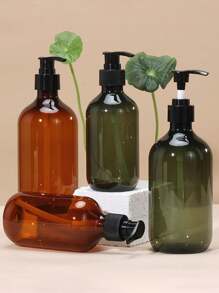 1 个大容量 300ml/500ml 泵式分配瓶，琥珀色透明 PET 塑料，适用于洗发水、沐浴露、乳液、家庭、酒店、旅行使用 - 彩色 - 查看 4