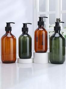 1 个大容量 300ml/500ml 泵式分配瓶，琥珀色透明 PET 塑料，适用于洗发水、沐浴露、乳液、家庭、酒店、旅行使用 - 彩色 - 查看 1