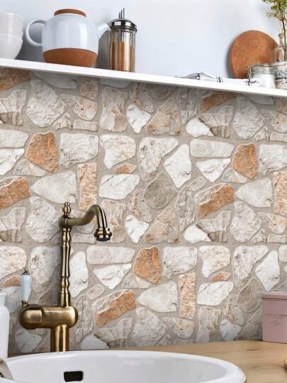 SUPSTICKER 1 Rolle Retro Bohemian Stil Küchendekoration, wasserdicht und ölbeständig, leicht zu reinigen und hitzebeständig, ablösbar und wiederverwendbar, kann für Wohnzimmer, Schlafzimmer, Küche und Badezimmer verwendet werden, 30 x 120 cm / 30 x 240 cm / 30 x 360 cm, Aufkleber, Wandtattoo, Vinyl-Aufkleber für Heimdekoration, Frühlingsdekoration zum Auffrischen Ihres Zuhauses, Rama Dekorations-Aufkleber, Geschenke zu Geburtstag und Abschluss