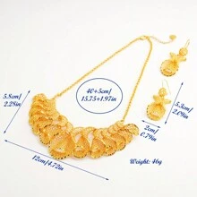 Set de 3 piezas de joyería de mujer de material de cobre con baño de oro de 24K, que incluye 1 collar y 1 par de pendientes con forma de flor de campana, ideal para bodas, fiestas, San Valentín, Día de la Madre, etc.