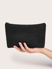 空白手绘DIY拉链帆布铅笔盒学生文具收纳袋可定制图案和文字化妆包旅行配件夏季出游用品