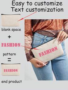 空白手绘DIY拉链帆布铅笔盒学生文具收纳袋可定制图案和文字化妆包旅行配件夏季出游用品