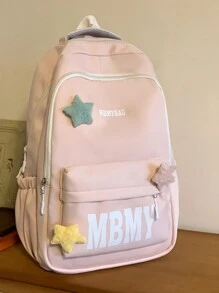 1pc Large Capacity Lightweight Backpack For High School & College Students - Pink - View 3