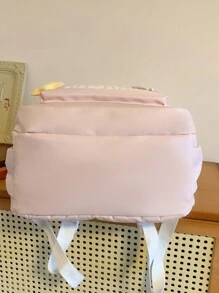 1pc Large Capacity Lightweight Backpack For High School & College Students - Pink - View 4
