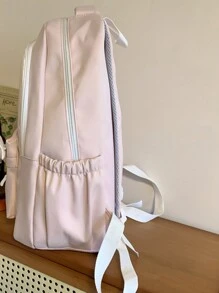 1pc Large Capacity Lightweight Backpack For High School & College Students - Pink - View 6
