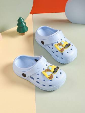 Summer New Kids Unisex Soft Comfortable Hollow Anti-Slip Cartoon Car Printed Dual-Wear Beach Sandals For Holiday