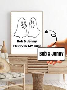 1 pieza Cartel decorativo de pared "Por siempre mi amor", decoración de pósteres de Halloween, lienzo de fantasmas para parejas, decoración de Halloween personalizada, decoración de Halloween linda, decoración personalizada
