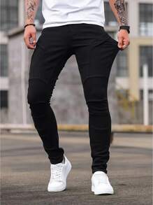 Men Solid Skinny Jeans For Dailywear - màu đen - Xem 1