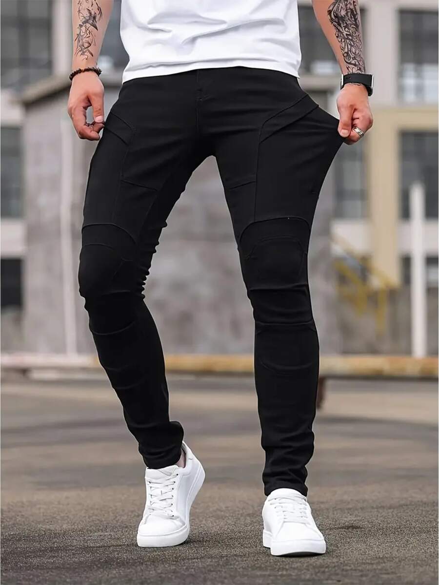 Men Solid Skinny Jeans For Dailywear - màu đen - Xem 1