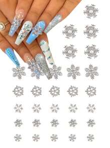 30 Cái Bùa Làm Móng Giáng Sinh Hợp Kim Bạc Móng Tay Nghệ Thuật Bùa Quyến Rũ Bạc Móng Tay Thạch Anh Thiết Kế Quà Giáng Đá Quý Cho Móng Tay Acrylic Nguồn Cung Cấp Zirconia Sáng Bóng Thạch Anh Móng Tay Bông Tuyết Cho Phụ Nữ DIY Trang Trí Móng Tay Ngày Lễ - Bạc - Xem 1