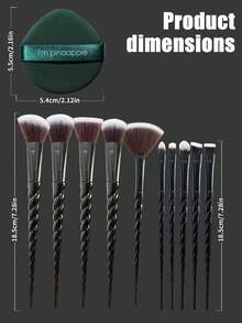 10支黑色水晶独角兽化妆刷 + 3个水滴形乳胶海绵美妆蛋套装，包含粉底刷、腮红刷、眼影刷和遮瑕刷，采用合成纤维材质，适用于液体、膏状和粉状化妆品，适合初学者和专业化妆师使用。套装包含：化妆刷套装、化妆刷套装、全套化妆刷、全套化妆工具、化妆刷套装、化妆礼盒套装。 - 彩色 - 查看 5