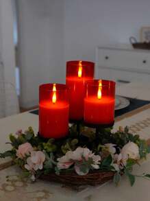 3 件套（带遥控器和不带遥控器）S/M/L（单个不带遥控器）无焰闪光电子蜡烛灯，单个/套装 LED 暖光无焰蜡烛（不含电池），便携式浪漫闪烁无焰蜡烛小夜灯