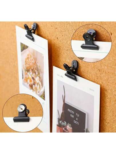 10pcs Push Pins Clips With Thumb Tacks Set For Hanging Pictures, Small Hinge Clips For Crafts, Mini Binder Clips Paper File Clamps For Office School Back To School,Back To School,School Supplies