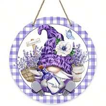 1 件创意木制圆形门挂，春季无面娃娃侏儒薰衣草吊坠，水牛格子木质字母门牌挂饰，春季派对主题装饰，室内墙壁挂饰，门上季节性挂饰，家居装饰，庭院装饰，农舍装饰，花园客厅餐厅装饰。 - 彩色 - 查看 15