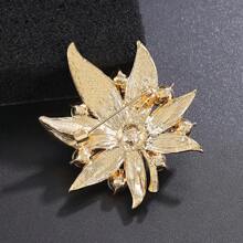1pc Fashion Women Maple Leaf Brooch Alloy Rhinestone Faux Pearl Pin For Coat, Scarf, Suit, Party, Gift - Green - View 6