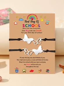 Goodwaro 2pcs/3pcs Set Back To School Gift Stainless Steel Butterfly Matching Bracelets For Mother And Daughter - Three-row Butterfly 3-piece Set - View 2