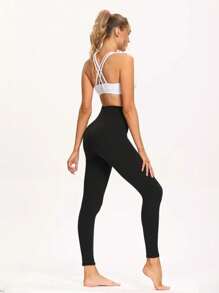 Three Piece Set Women's High-Waisted Soft Yoga Pants Solid Color Fashion All Seasons Leggings - 3001 - Xem 3