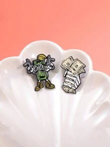 5pcs Creative Funny Skull & Dollar Sign Design Brooch Pins, Cartoon Badge Decor For Clothes, Bags, Fashion Jewelry For Men & Women - Skeleton - View 5