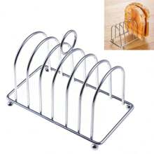 1pc 6-Slice Stainless Steel Bread Rack - Space-Saving Restaurant-Grade Bread Holder For Freshly Baked Goods -  Metal Food Display Tool For Home Kitchen Countertops - Multicolor - View 7