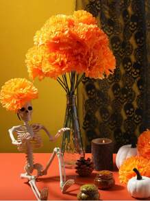 MEHELANY 20Pcs Orange Artificial Carnation Flower Heads,Silk Imitation Flowers Bulk Fake Fall Flowers Marigold Flower Heads With Stems Artificial Flowers For Diwali Home Decor Day Of The Dead Wreath Garland, Table Center, Floral Arrangement DIY Wreaths, Wedding Bouquets, Thanksgiving Halloween Christmas Party Birthday Decorations, DIY Crafts,Graveyard Wreaths