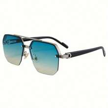 1件/2件/3件/5件男士时尚太阳镜2024新款复古个性简约高端双桥多边形半框太阳镜金属铰链，适合驾驶、日常外出、派对、海滩、百搭 - 黑色 - 查看 9